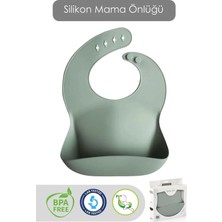 Meleni Baby Mega Boy Silikon Mama Önlüğü - Çift Kilitli Ayarlanabilir Bebek Mama Önlüğü - Yeşil