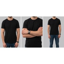 Erkek Pamuk Süprem Penye Regular Kesim Bisiklet Yaka Düz T-Shirt