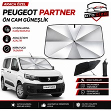 OtoÇizgi Peugeot Partner Şemsiye Tip Ön Cam Güneşliği Katlanabilir Uv Korumalı Araç Cam Güneşlik