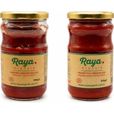 Raya Organik Organik Domates Salçası 650 G ve Organik Tatlı Biber Salçası 610 G