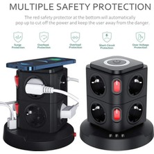 Hace Bazaar Termal Akım Korumalı Isıya Dayanıklı 3 USB 8 Priz ve Wireless Kablosuz Şarj 2.4 Amper Kablolu Priz