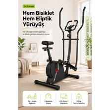 Kochler Flex 2\'si 1 Arada Eliptik Kondisyon Bisikleti – Nabız Ölçerli, 8 Kademeli Dirençli Egzersiz Aleti