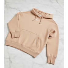 Nike Sportswear Phoenix Hoodie Fleece Oversized Pullover Bol Kalıp Bej Rengi Kadın Sweatshirt DQ5860-200