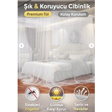 Shy Tekstil 1.sınıf Lüks Özel Tasarım Cibinlik Polyester Malzemeden Beyaz Renkli 1 Parça