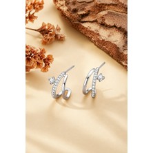 Trend Collection Kadın Gümüş Zirkon Taşlı Halka Küpe