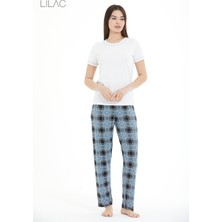 Lilac Ekose Desenli Pijama Takımı