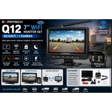 Expotech Q12 7" Wifi Araç Kamera Seti 1 Kameralı Sd Kayıtlı Geri Görüş Monitörü Gece Görüşü (EX-7001W)