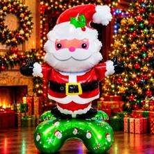 Kuzey Oyuncak 150 cm Santa Claus New Year\'s Balloon Dev Noel Baba Folyo Balon Vitrin Yılbaşı Ağacı Yılbaşı Balonu