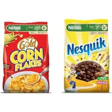 Nestlé Gold Corn Flakes Tam Tahıllı Mısır Gevreği 650 G ve Nesquik Nestle Kakaolu Buğday ve M