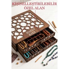 Kişiye Özel Isim Yazılabilir 2 Katlı Ahşap Tesbih Kutusu – 20'lik Tesbih Organizer Kutusu I