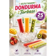 Colorpak Kilitli Meyveli Buz Dondurma Poşeti 25 Adet 5,5x22 cm Ev Yapımı Dondurma ve Meyve Suyu Buz Torbası