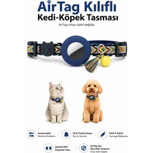 Conocer Airtag Uyumlu Kedi Köpek Tasması Ayarlanabilir Etnik Bohem Desenli Boyun Tasması Zilli ve Püsküllü