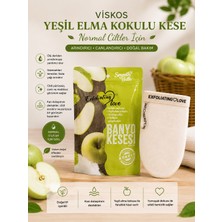 Viskoz Yeşil Elma Kokulu Kese Normal Ciltler Için Ölü Deri Arındırıcı Peeling Etkili Banyo Kesesi