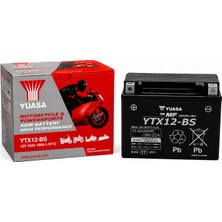 Yuasa YTX12-BS 12V 10AH Agm Bakımsız Motosiklet Aküsü (180 Cca Yüksek Marş)