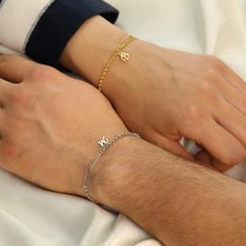Hom Silver Jewelry 925 Ayar Gümüş Kişiye Özel Harfli Halka Tasarımlı Kadın/erkek Bileklik Unisex 2 Adet HSJ0266