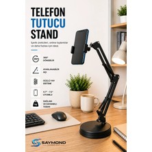 Saymond Masa Üstü Telefon Standı 360' Dönebilen Başlık Esnek Kol Universal Katlanabilir Yayın Selfie Tripod