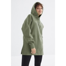Çağla Reglan Kol Basic Kapüşonlu Oversize Sweatshirt Tunik - 97242