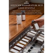 Mienda Home 18'li Şeffaf Lego Standlı Cam Baharatlık Seti Kapaklı Etiketli Baharatlık Takım MH03SLVR18