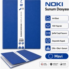 Noki Prıme Serisi A4 Sunum Dosyası 100 Yaprak Şeffaf Cepli Display Book – Mavi