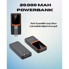 Uslucan Alışveriş 20000 Mah Powerbank | Çok Kablolu Dijital Göstergeli Yüksek Hızlı Şarj Cihazı