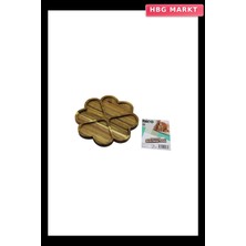 HBG Markt Akasya Yuvarlak 4 Kalp Bölmeli Ahşap Servis Tepsi 21 cm