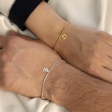 Hom Silver Jewelry 925 Ayar Gümüş Kişiye Özel Harfli Yılan Zincir Tasarımlı Kadın/erkek Bileklik Unisex 2 Adet HSJ0270