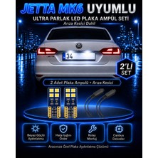 Duolight Volkswagen Jetta Mk6 Uyumlu T10 W5W LED Plaka Ampul Seti 2 Adet Arıza Kesicili Canbus Parlak Beyaz