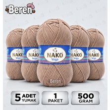 Nako Vega - Kese Kağıdı (11418) - 5'li Paket x 100GR/195M - Bebek-Hırka-Kazak-Atkı-Bere-Patik Anti Pilling Tüylenmez Ip