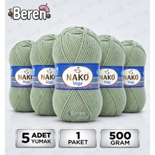 Nako Vega - Aloe Vera (10075) - 5'li Paket x 100GR/195M - Bebek-Hırka-Kazak-Atkı-Bere-Patik Anti Pilling Tüylenmez Ip