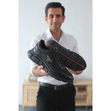 Zerenyus Milanos Premium Yüksek Kalite Siyah Jel Taban Bağcıklı Erkek Sneakers