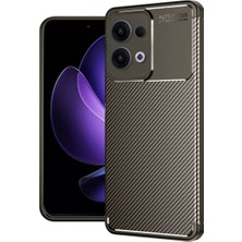 Aslanoğlu Store Newface Oppo Reno 13 Pro Kılıf Auto Focus Karbon Kapak - Kahverengi