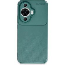 Aslanoğlu Store Newface Huawei Nova 12S Kılıf Auto Focus Karbon Kapak - Koyu Yeşil