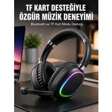 Aslanoğlu Store Mey Ithalat® Mikrofonlu Bluetooth Kulak Üstü Kulaklık Rgb Aydınlatmalı Type-C Şarjlı