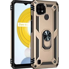 Aslanoğlu Store Newface Realme C21 Kılıf Sofya Yüzüklü Silikon Kapak - Gold