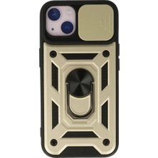 Aslanoğlu Store Newface Apple Iphone 15 Kılıf Pars Lens Yüzüklü Silikon - Gold