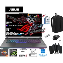 Asus rog Strix G16 G614PH-RV036 Amd Ryzen 9 8940HX 8gb 512GB SSD RTX5050 W11 Pro 16" Wuxga 165Hz Duddi Çanta+Mouse+Mousepad+Usbbellek+Temizlikkit