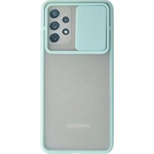 Aslanoğlu Store Newface Samsung Galaxy A72 Kılıf Palm Buzlu Kamera Sürgülü Silikon - Turkuaz