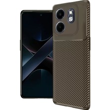 Aslanoğlu Store Newface Infinix Hot 50I 4g Kılıf Auto Focus Karbon Kapak - Kahverengi