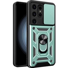 Aslanoğlu Store Newface Samsung Galaxy S24 Ultra Kılıf Pars Lens Yüzüklü Silikon - Yeşil