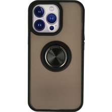 Aslanoğlu Store Newface Apple Iphone 15 Pro Max Kılıf Montreal Yüzüklü Silikon Kapak - Siyah