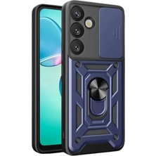 Aslanoğlu Store Newface Samsung Galaxy S25 Kılıf Pars Lens Yüzüklü Silikon - Lacivert