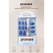 Promani Airbrush Nails - Takma Tırnak Kiti Koyu Mavi Slate
