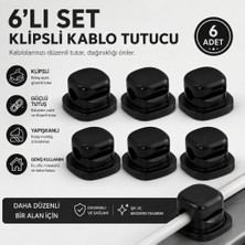 Polham 6’lı Set Klipsli Kablo Tutucu – Yapışkanlı Masaüstü Kablo Düzenleyici, Şarj USB Mouse Kulaklık Kablo Sabitleyici