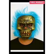 HBG Markt Wild Skull Bakır Kafatası Turkuaz Saçlı Iskelet Maske