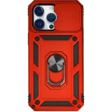 Aslanoğlu Store Newface Apple Iphone 14 Pro Kılıf Pars Lens Yüzüklü Silikon - Kırmızı