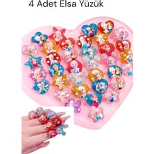 Sheker Home 8 Adet Elsa Frozen Çocuk Yüzük Seti Simli Kalp Yıldız Figürlü Ayarlanabilir Kız Çocuk Aksesuarı