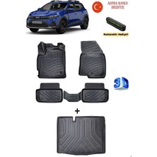 Ahlparts Dacia Sandero 2020 Sonrası Uyumlu 3D Havuzlu Paspas ve 3D Alt Bagaj (Sabit Zemin) Bagaj Havuzu Seti  Asma Koku ve Numaratör Hediyeli