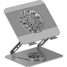 Odea Çıkarılabilir Fanlı Alüminyum Laptop Standı, 360° Döner Tasarım