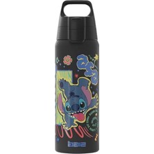 Odea Sıgg - Paslanmaz Çelik Çocuk Su Şişesi - Shield One Disney Lilo & Stitch - Gazlı Içecekler Için Uygun - Sızdırmaz - Tüy - Hafif - Bpa Içermez - Spor ve Okul - Siyah - 0,75 L