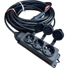 Odea 3x2.5mm Topraklı Uzatma Kablosu, 10 Metre Siyah Kauçuk Kablo